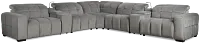 Gemma Light Gray Velvet Large Left Chaise Power Reclining Sectional