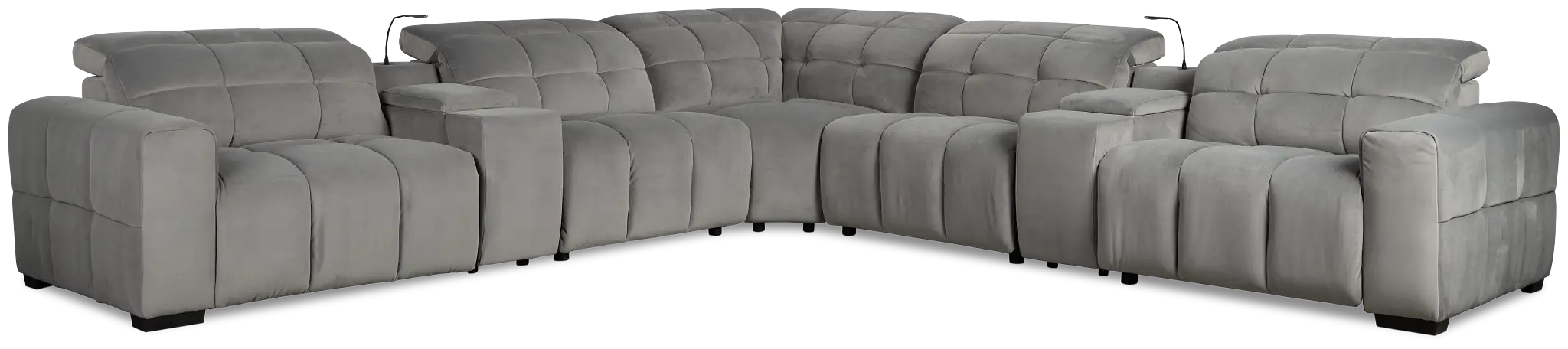 Gemma Light Gray Velvet Large Left Chaise Power Reclining Sectional Gemma Light Gray Velvet Large Left Chaise Power Reclining Sectional