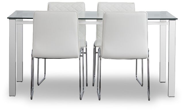 Skyline White Rect Table & 4 Metal Chairs (2)