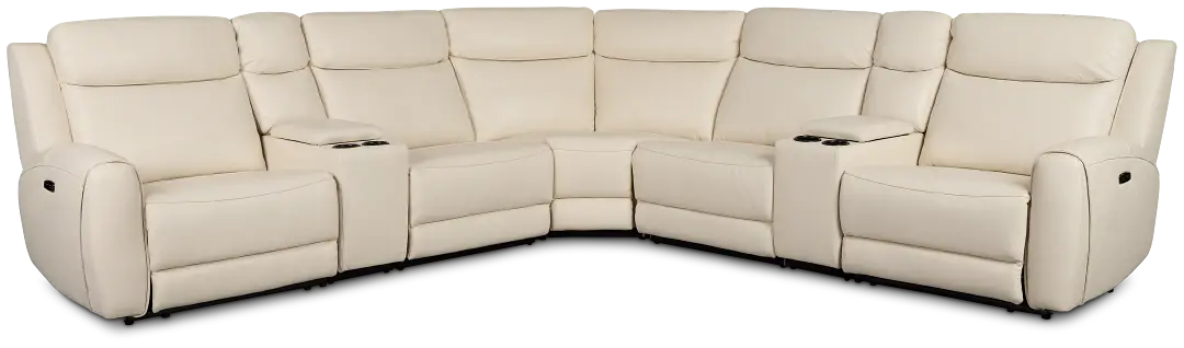 Walker Ivory Lthr/vinyl Large Dual Power Reclining Two-arm Sectional Walker Ivory Lthr/vinyl Large Dual Power Reclining Two-arm Sectional