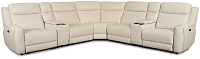 Walker Ivory Lthr/vinyl Large Dual Power Reclining Two-arm Sectional