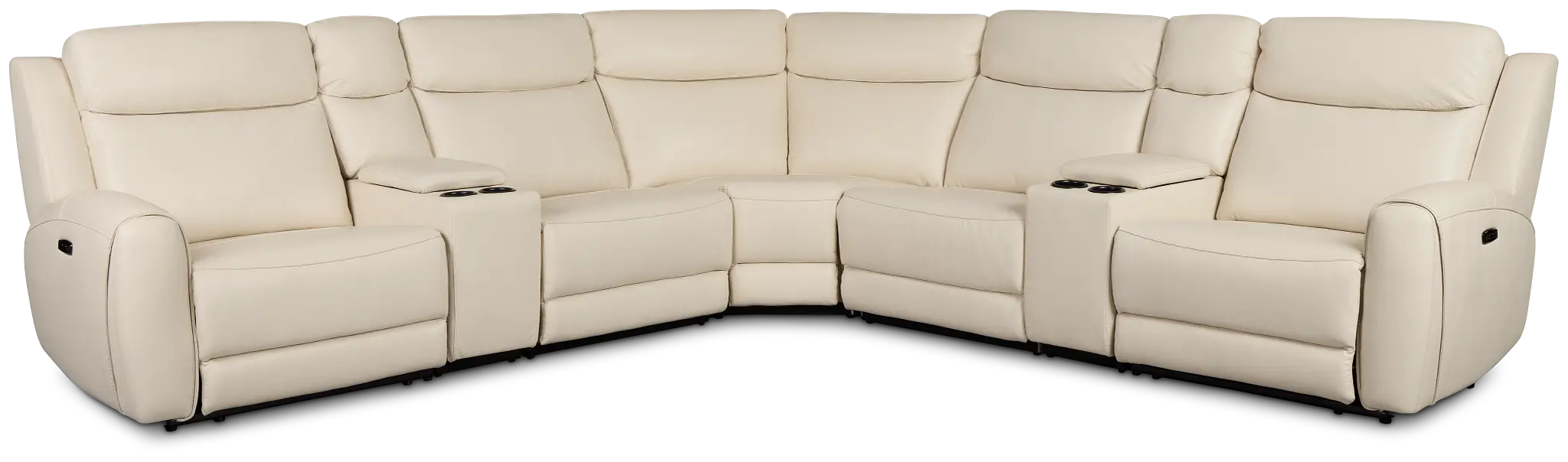 Walker Ivory Lthr/vinyl Large Dual Power Reclining Two-arm Sectional Walker Ivory Lthr/vinyl Large Dual Power Reclining Two-arm Sectional