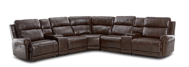 Hunter Dark Brown Micro Large Dual Manually Reclining Two-arm Sectional (3)