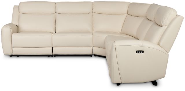 Walker Ivory Lthr/vinyl Small Two-arm Power Reclining Sectional