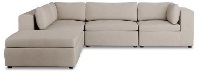 Destin Sutton Beige Fabric 5pc Bumper Sectional