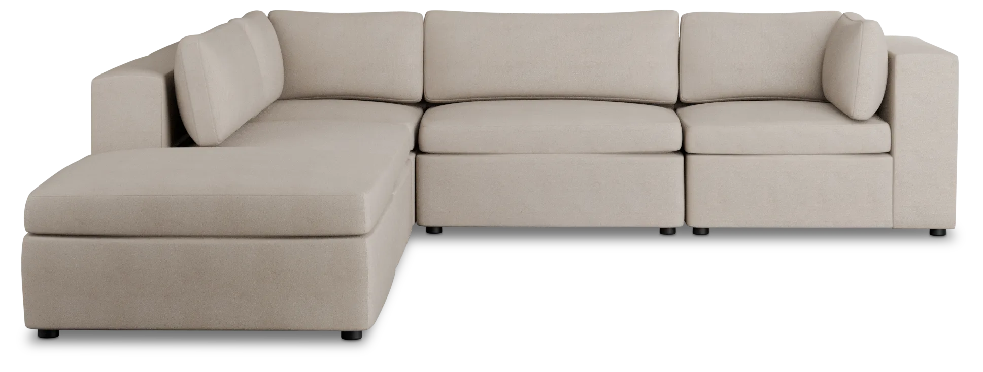 Destin Sutton Beige Fabric 5pc Bumper Sectional