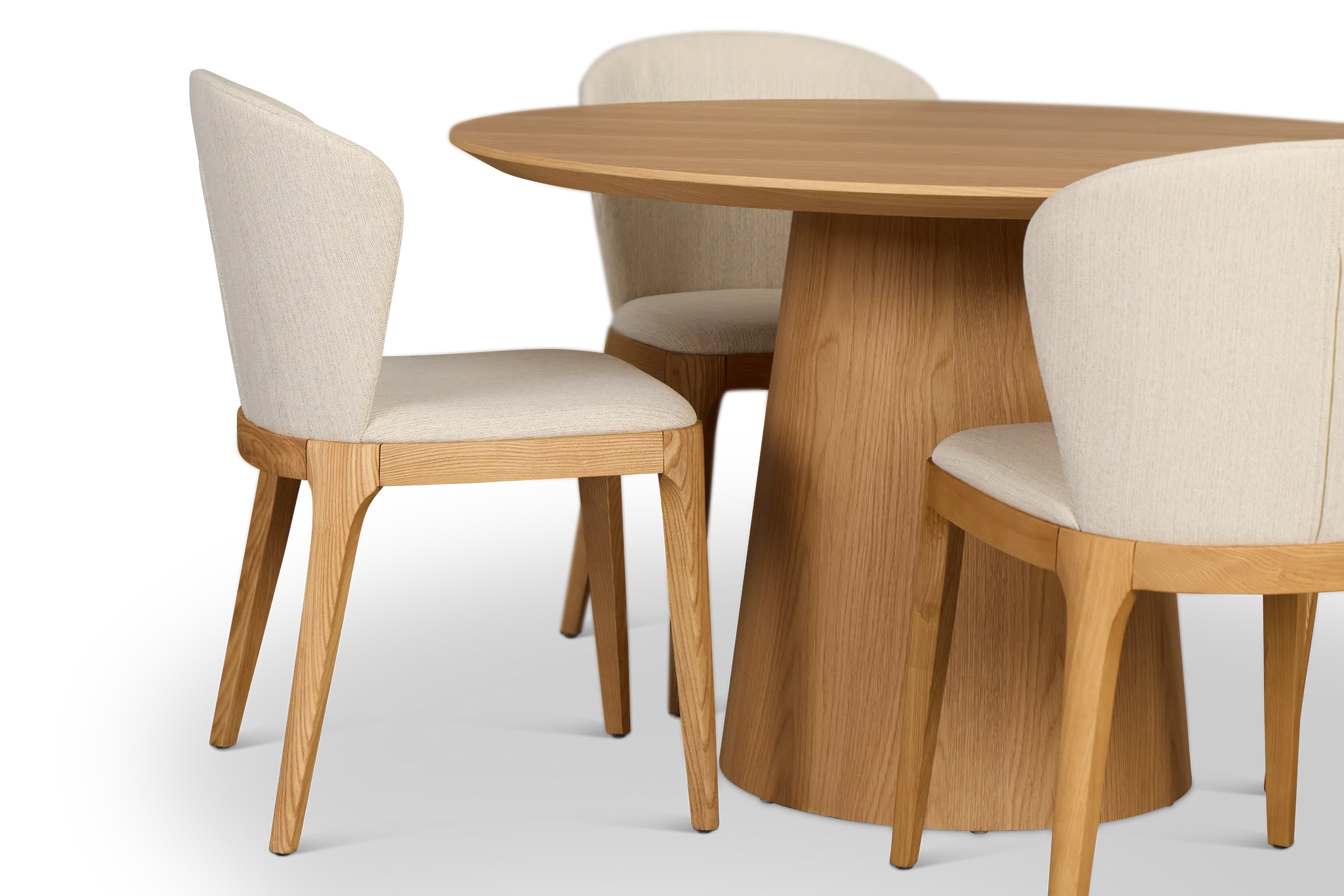Nomad Light Tone 47" Round Table &4 Light Beige Chairs W/light Tone Leg