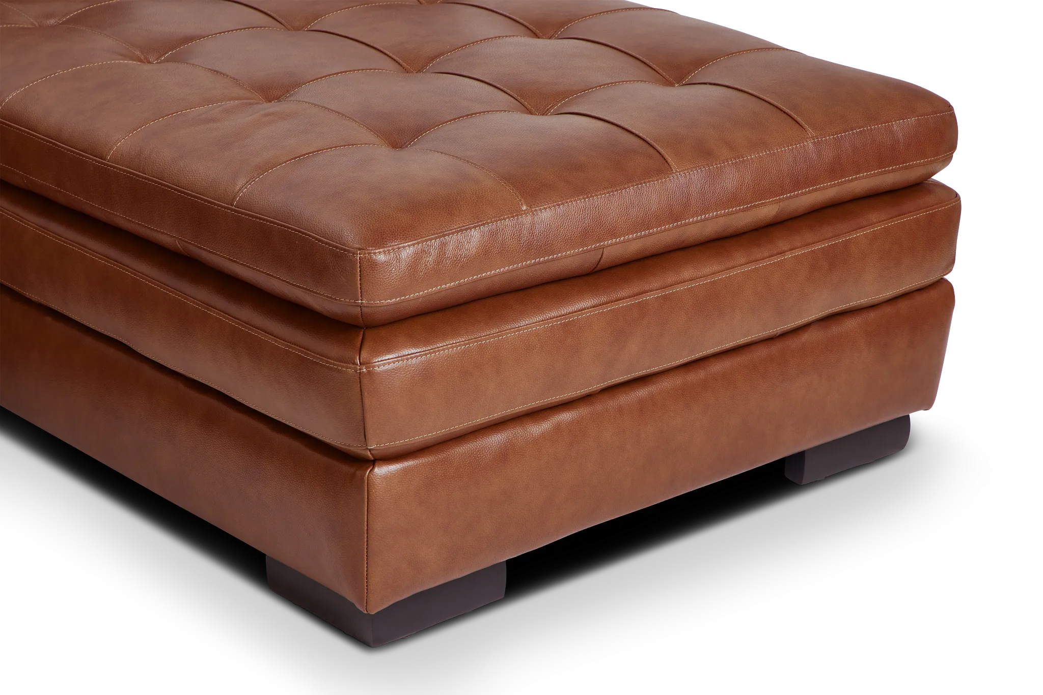 Braden Medium Brown Leather Small Right Chaise Sectional