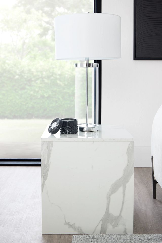 Modena White Square End Table