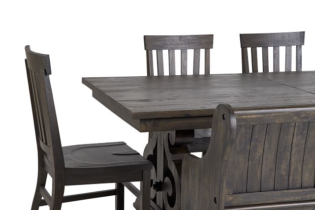 Sonoma Dark Tone Trestle Table, 4 Chairs & Bench (7)