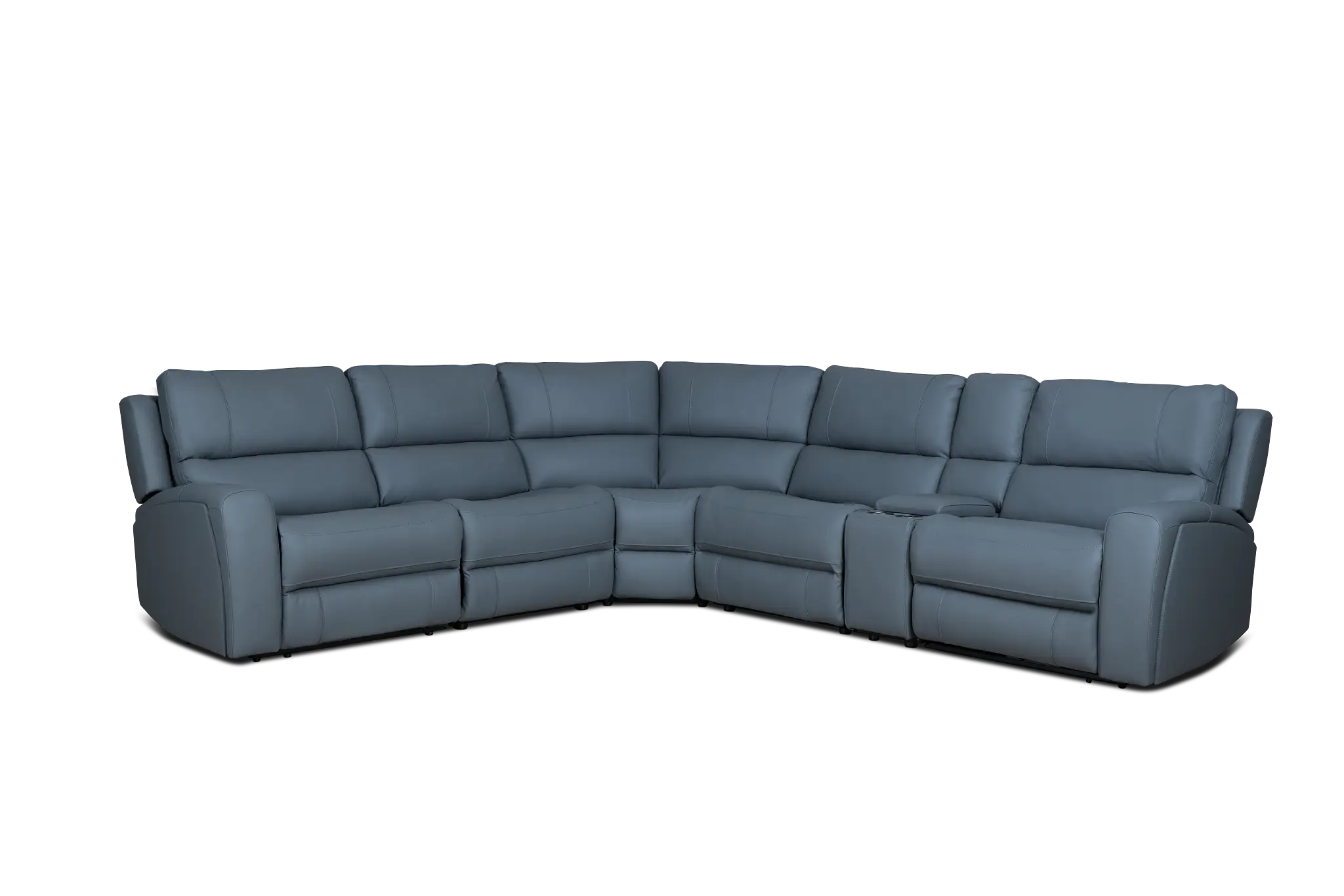 Summit Blue Lthr/vinyl Medium Triple Power 2-arm Sectional Summit Blue Lthr/vinyl Medium Triple Power 2-arm Sectional