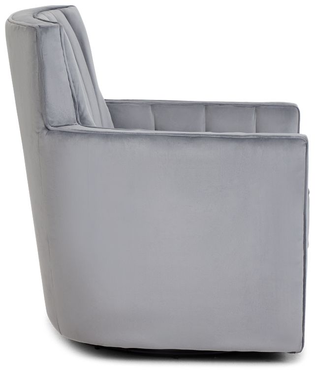 Loden Gray Velvet Swivel Accent Chair