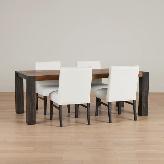 Jackson Two-tone Rectangular Table & 4 Upholstered Chairs