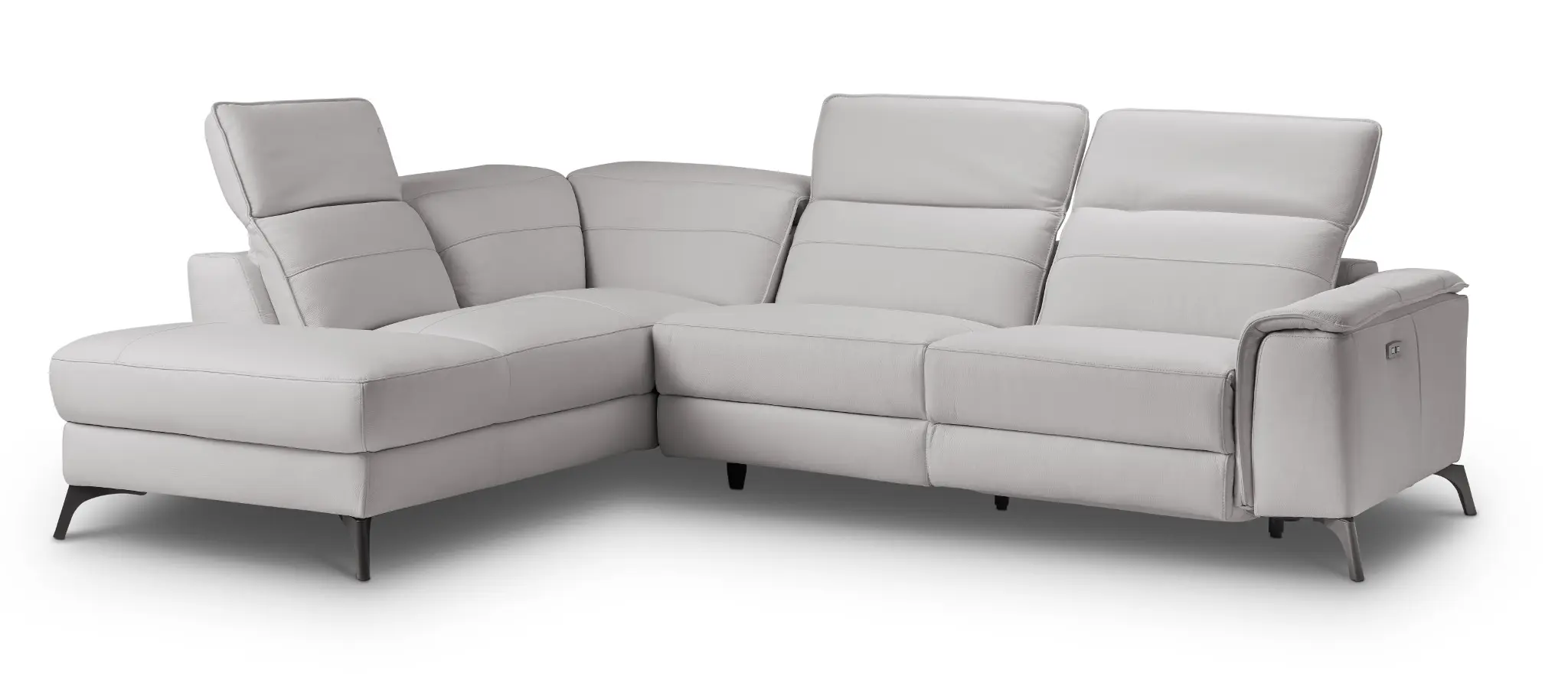 Pearson Gray Leather Left Bumper Power Reclining Sectional Pearson Gray Leather Left Bumper Power Reclining Sectional