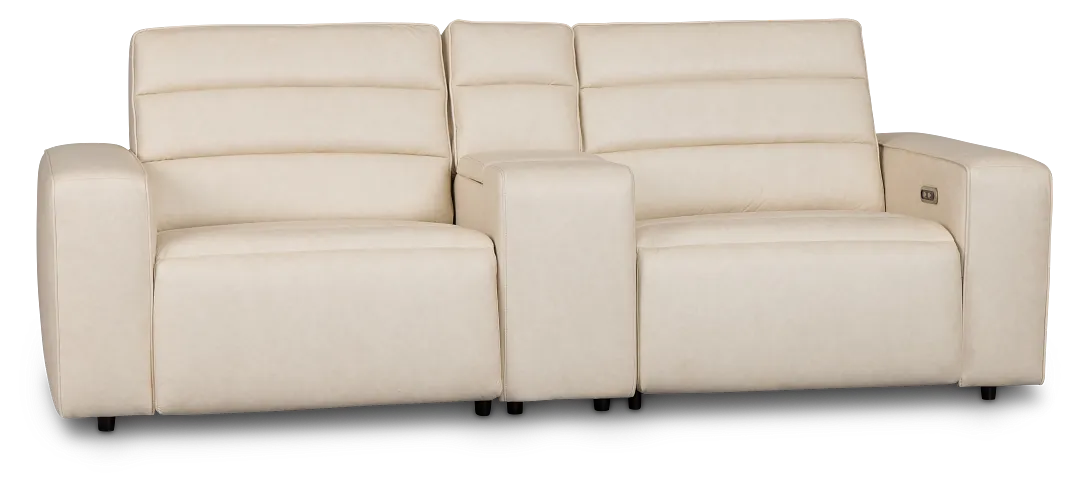 Sawyer Ivory Micro Power Reclining Console Loveseat