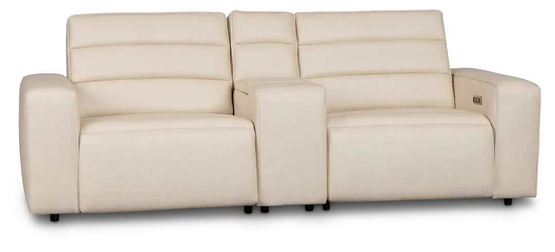Sawyer Ivory Micro Power Reclining Console Loveseat Sawyer Ivory Micro Power Reclining Console Loveseat