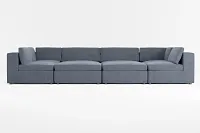 Destin Victory Dark Blue Fabric 8-piece Pit Sectional
