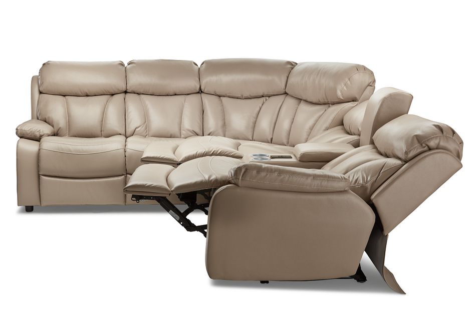Dustin Beige Micro Small Power Sectional W Left Sleeper