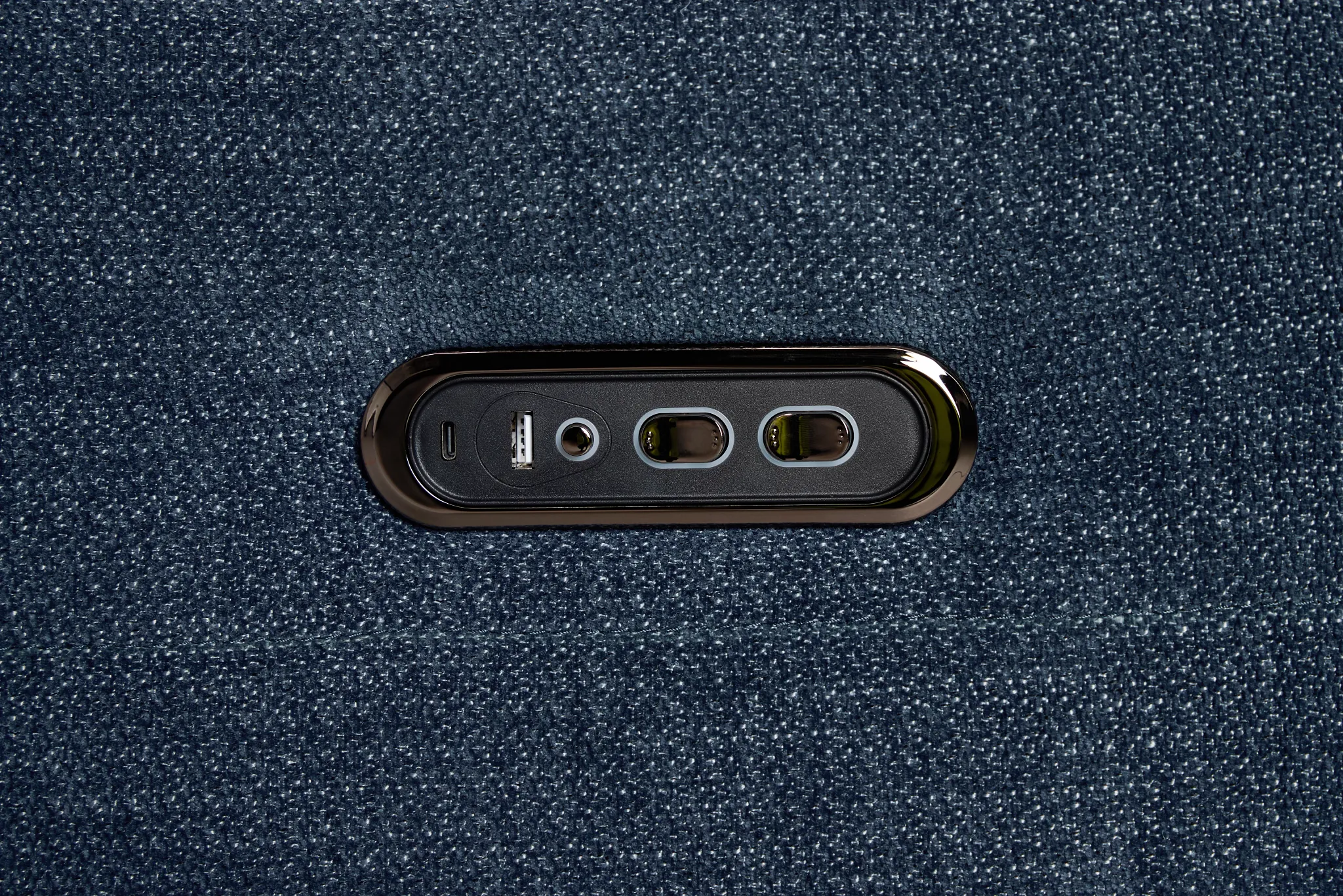 Rae Dark Blue Fabric Power Swivel Glider Recliner