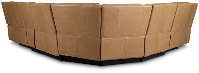 Jasper Light Brown Leather Medium Dual Power 2-arm Reclining Sectional