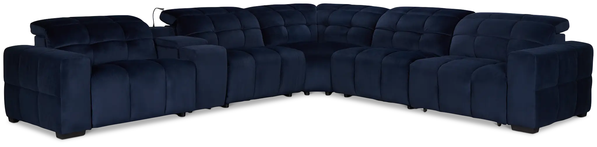 Gemma Navy Velvet Medium Triple Power Right Chaise Sectional Gemma Navy Velvet Medium Triple Power Right Chaise Sectional