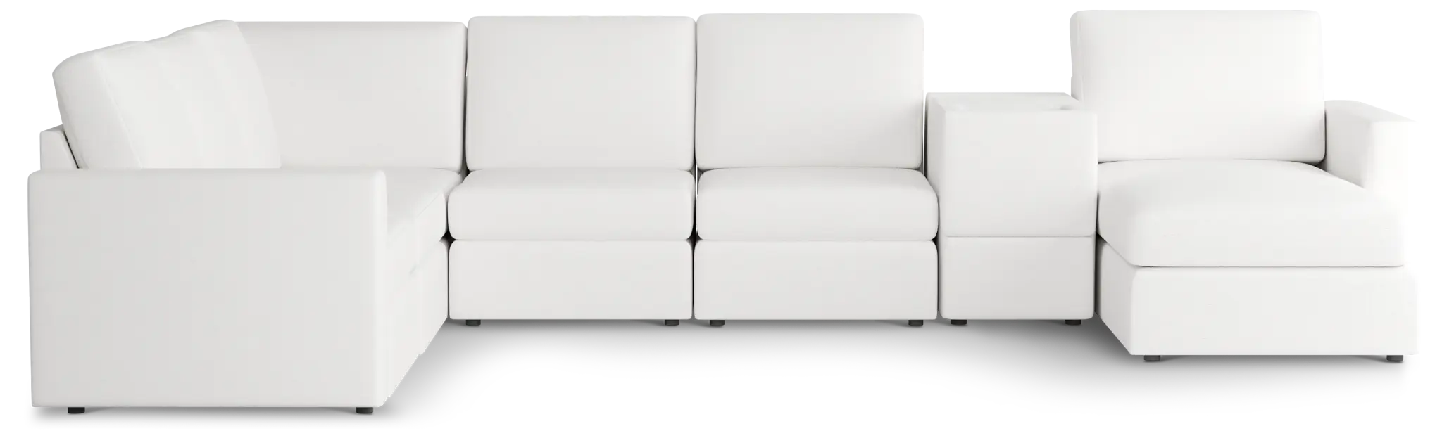Citymod White Fabric Large Right Chaise Sectional With Storage Console Citymod White Fabric Large Right Chaise Sectional With Storage Console