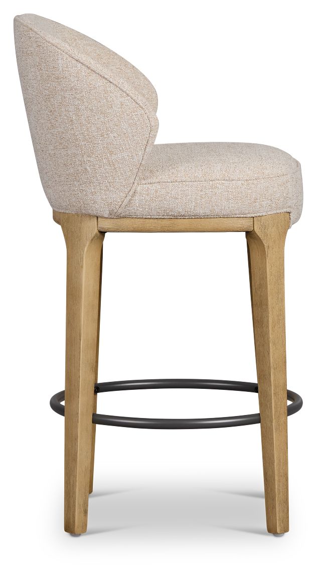 Libby Light Beige Fabric 24" Upholstered Barstool