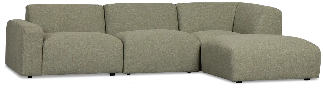 Baylor Green Fabric 4-piece Right Facing Bumper Sectional