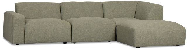 Baylor Green Fabric 4-piece Right Facing Bumper Sectional