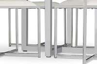 Amalfi White Glass Round Table & 4 Metal Chairs