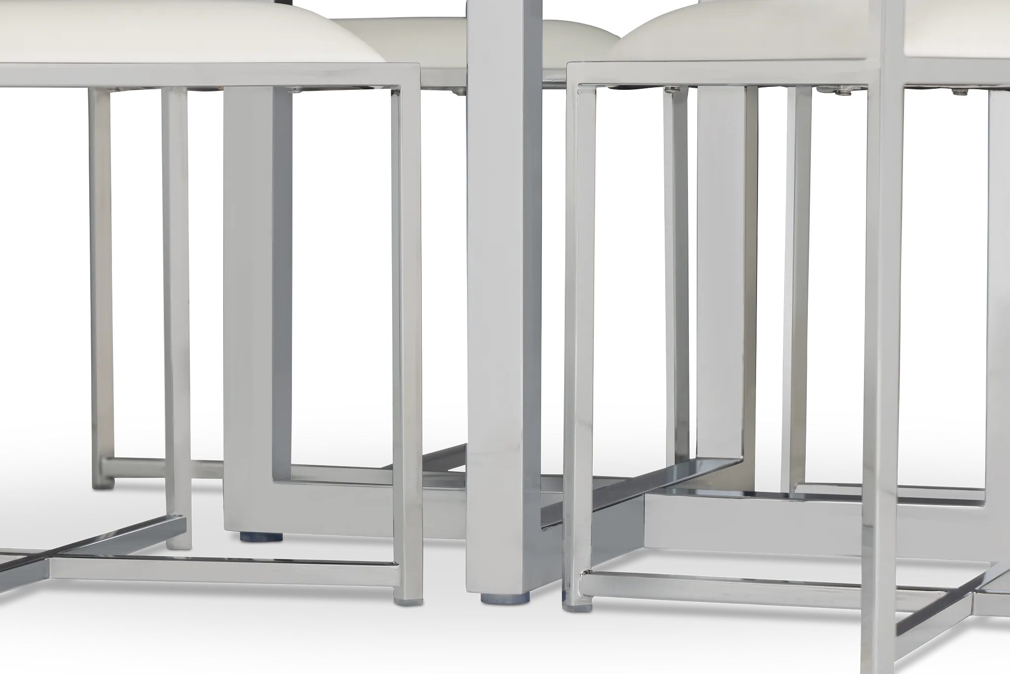 Amalfi White Glass Round Table & 4 Metal Chairs