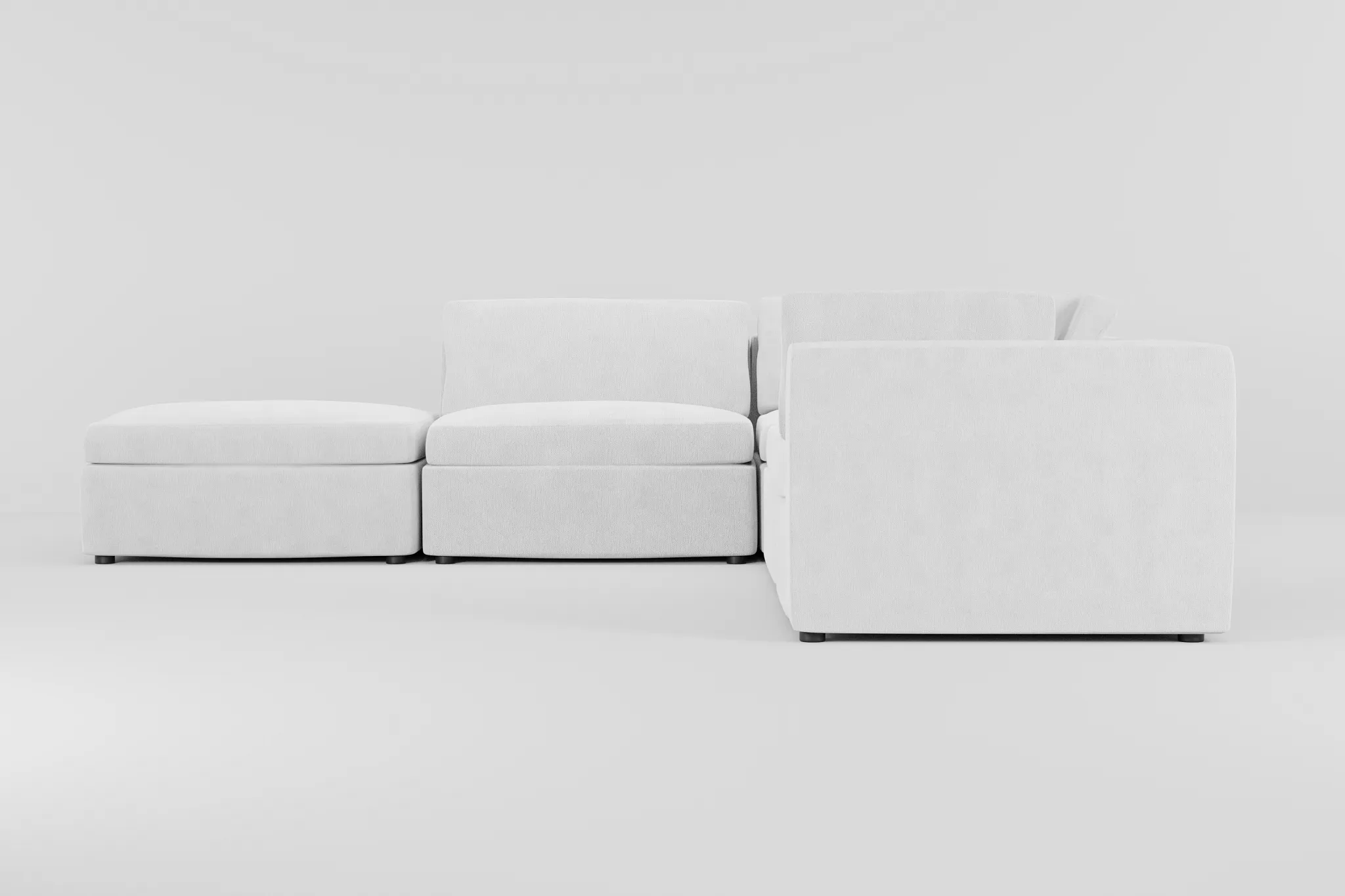 Destin Revenue White Fabric 5pc Bumper Sectional