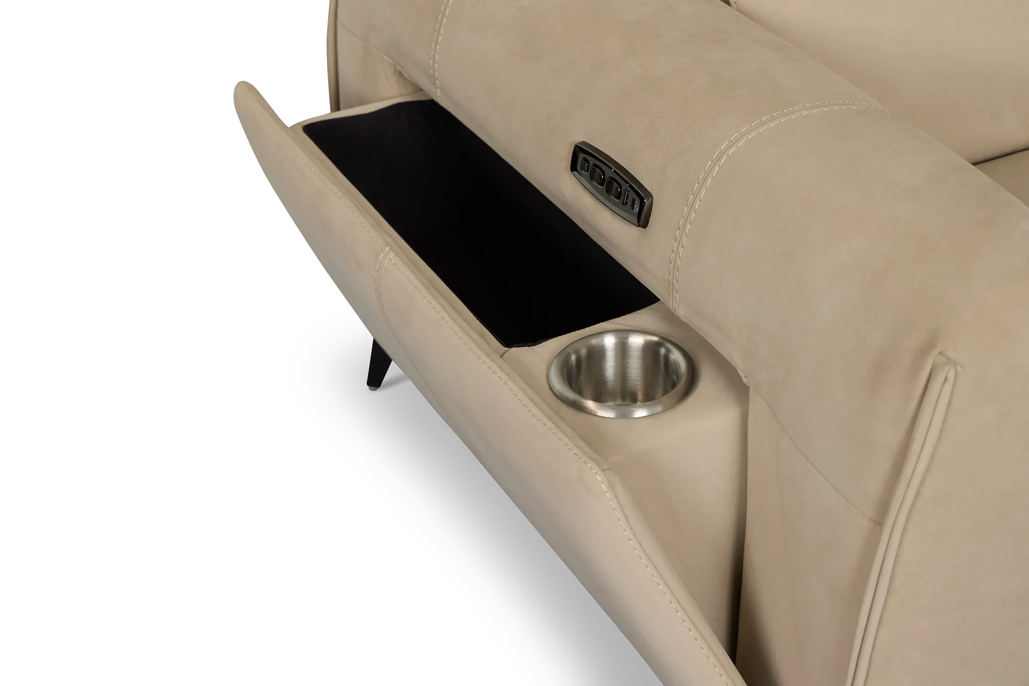 Reyna Beige Micro Medium Triple Power 2-arm Sectional