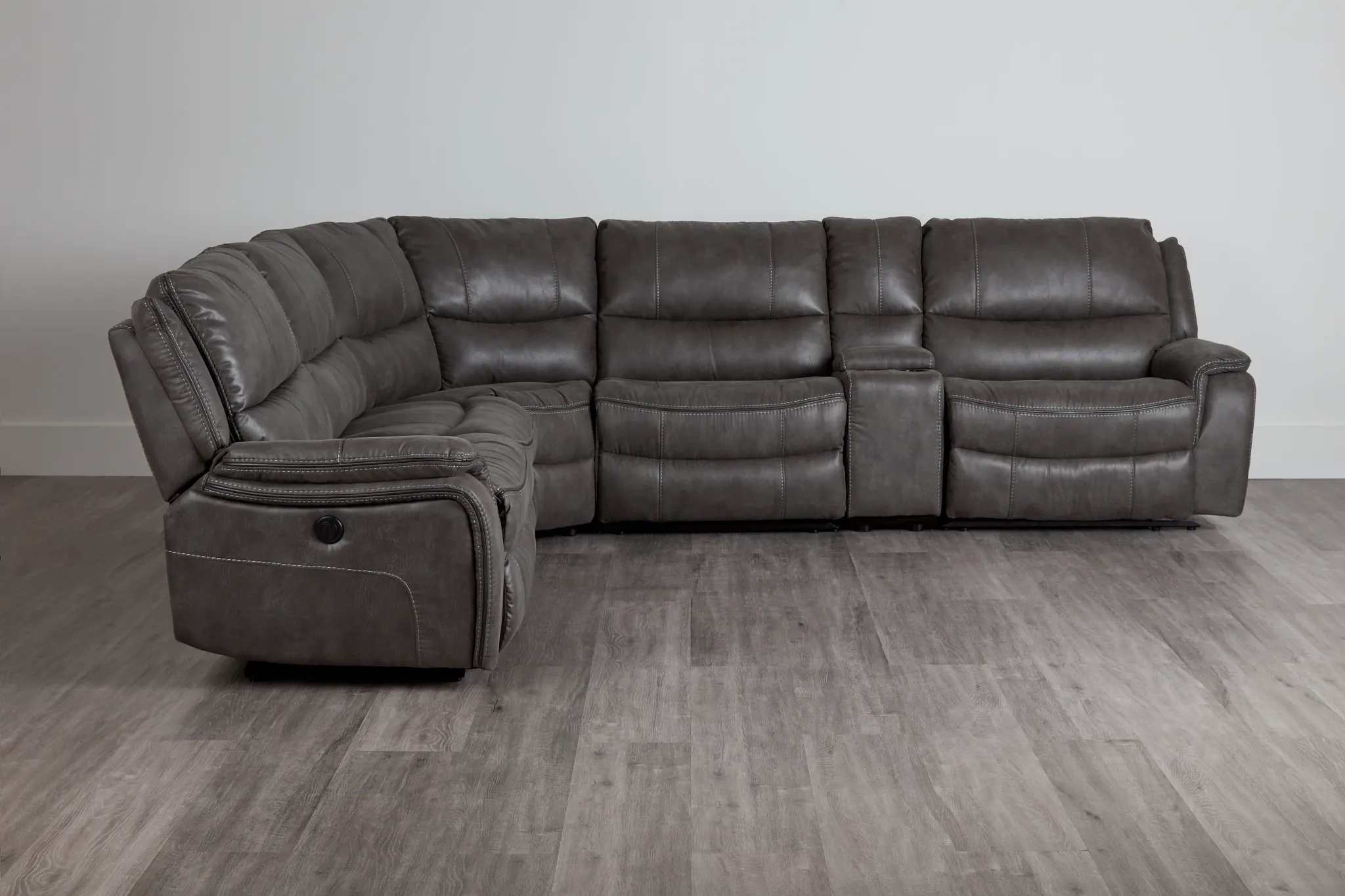 Dober Dark Gray Micro Medium Triple Power 2-arm Sectional