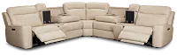 Benji Light Beige Lthr/vinyl Large Dual Power Reclining Two-arm Sectional