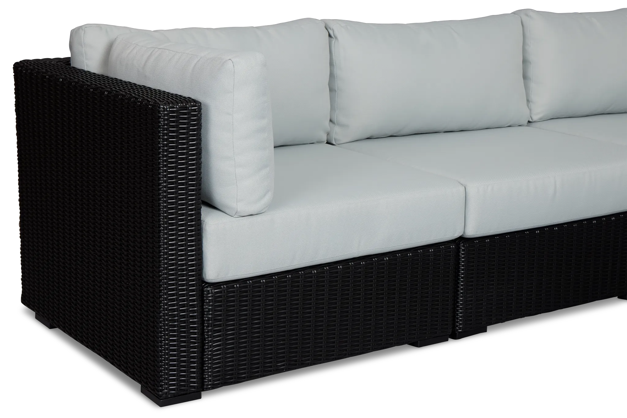 Montecito Black 6-piece Modular Sectional With Light Blue Cushions