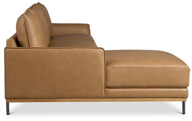 Tessa Light Brown Leather Left Chaise Sectional