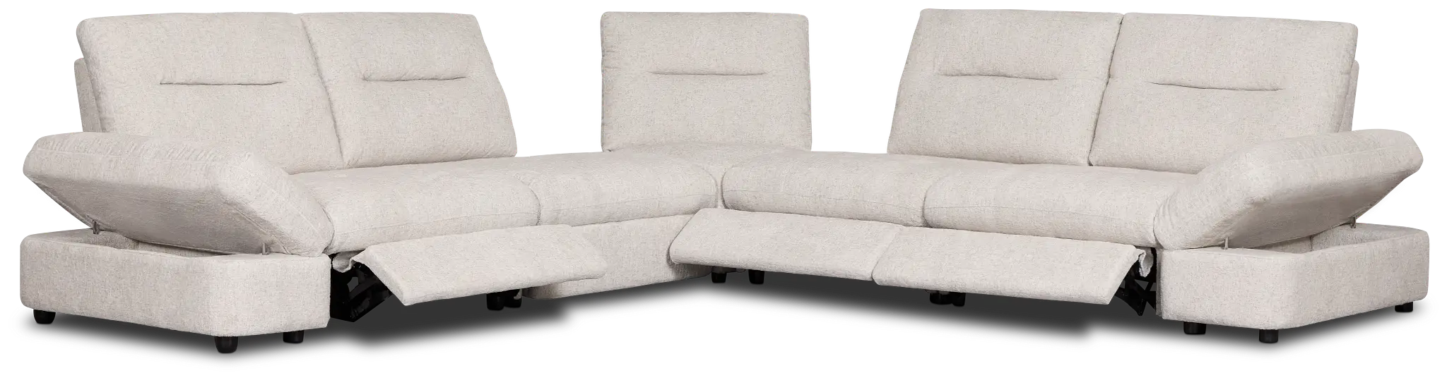 Mila Light Beige Fabric Small Triple Power Reclining Two-arm Sectional Mila Light Beige Fabric Small Triple Power Reclining Two-arm Sectional
