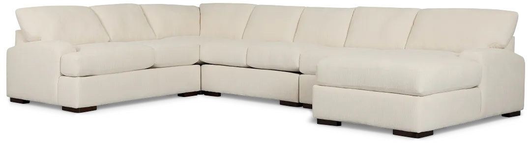 Alpha White Fabric Large Right Chaise Sectional