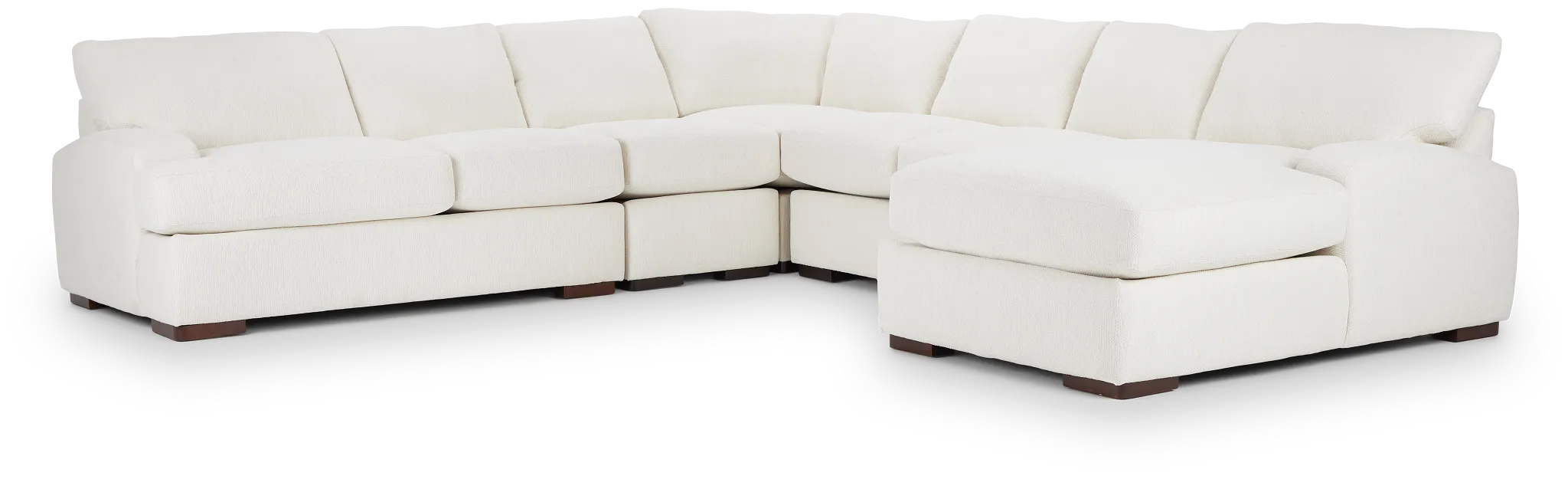 Alpha White Fabric Large Right Chaise Sectional