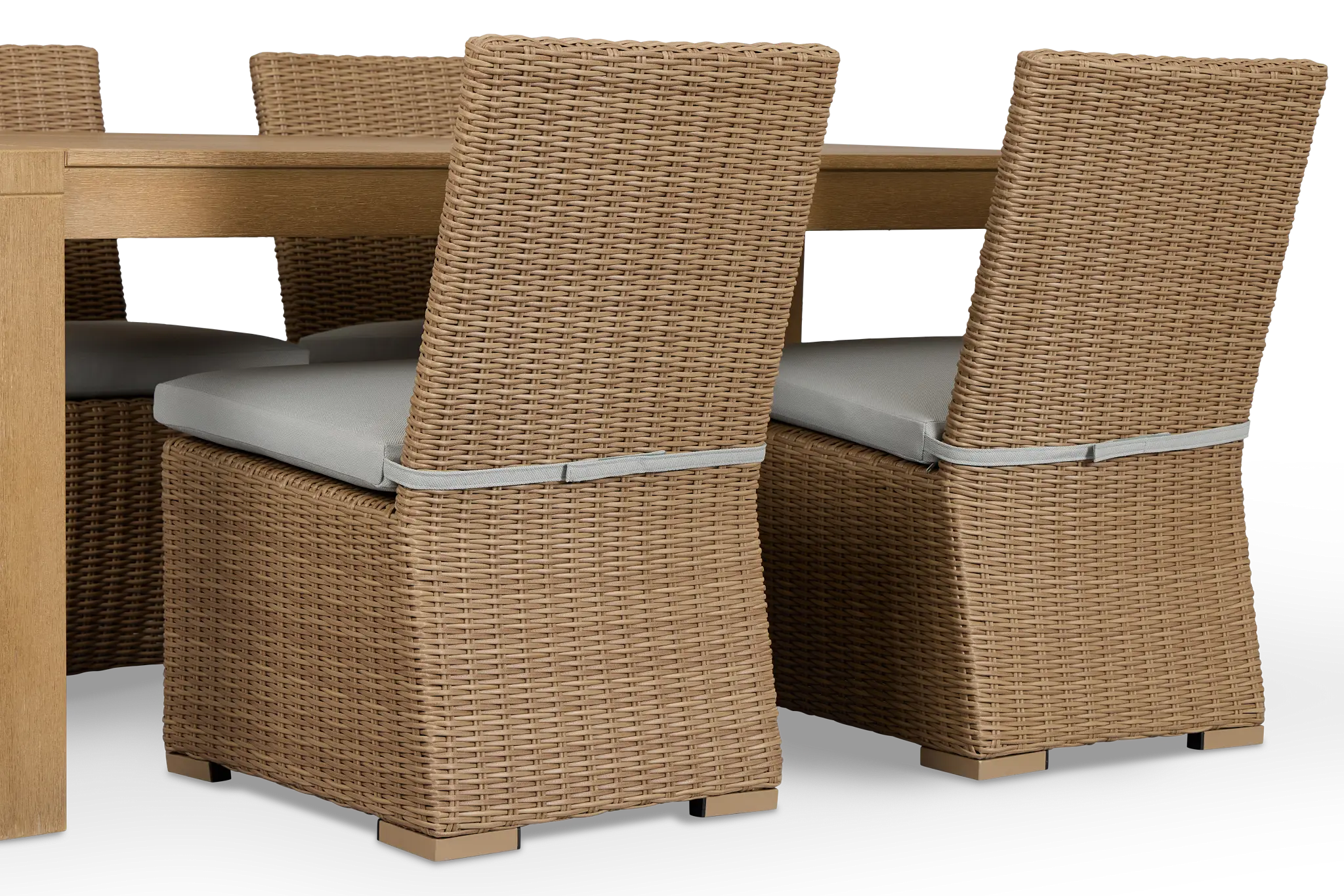 Montecito Mid Tone Rectangular Table & 4 Light Blue Cushioned Chairs Montecito Mid Tone Rectangular Table & 4 Light Blue Cushioned Chairs