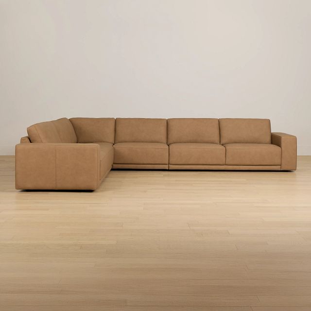 Kellan Light Brown Leather Medium Two-arm Sectional