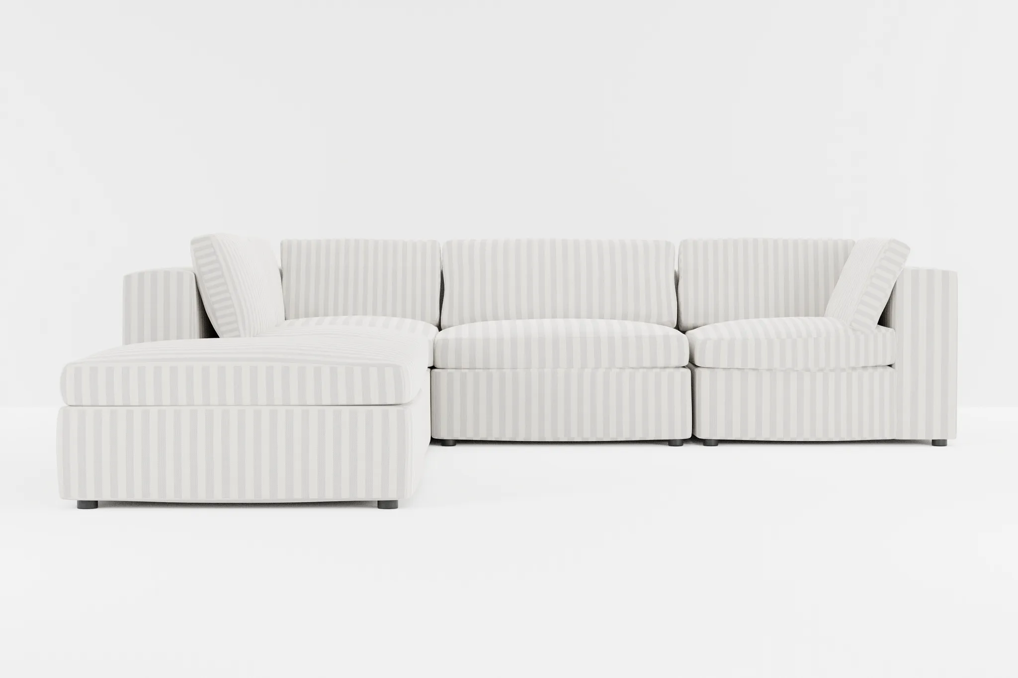 Destin Sea Lane Light Gray Fabric 5pc Bumper Sectional