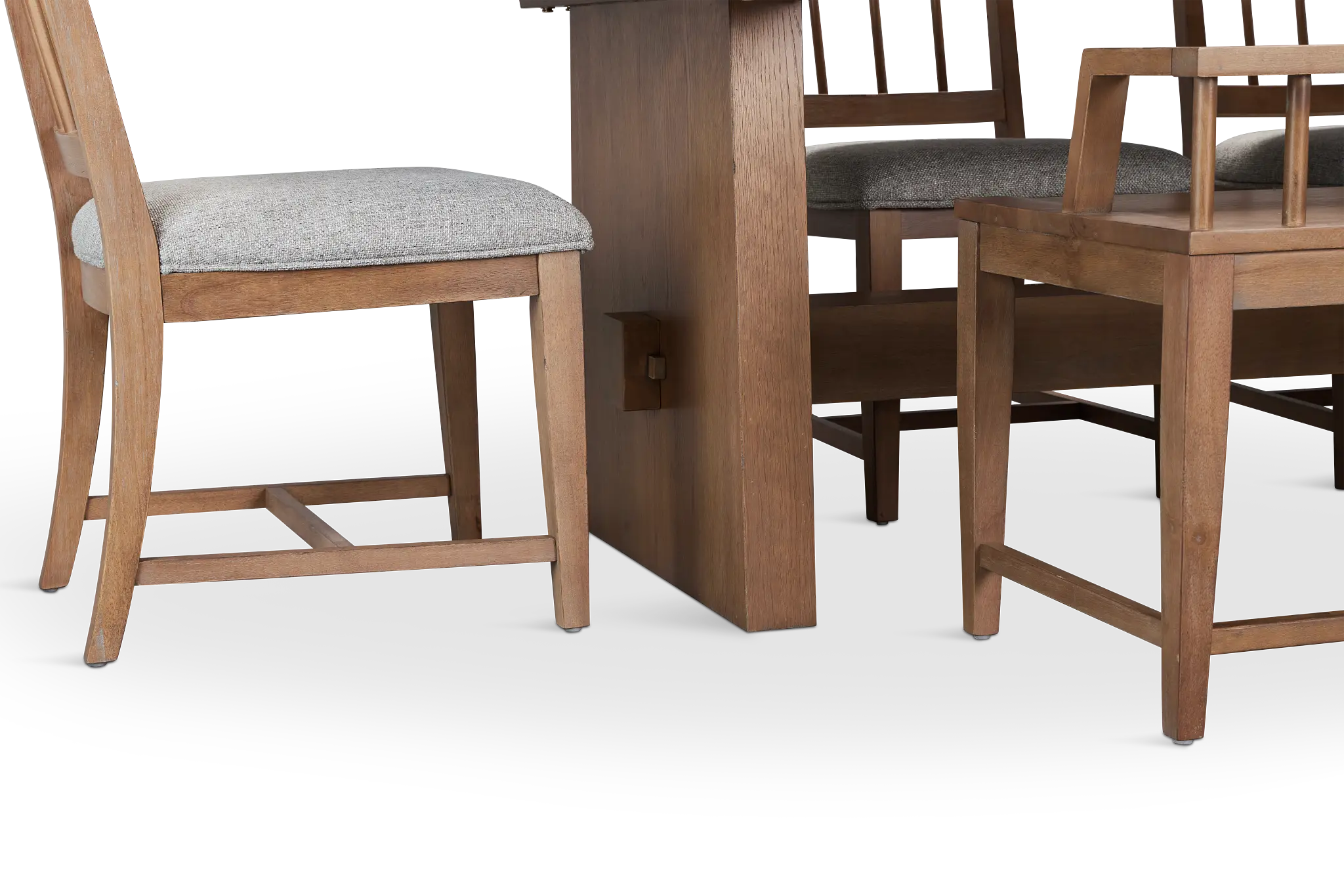 Provo Mid Tone Trestle Table, 4 Gray Chairs & Bench Provo Mid Tone Trestle Table, 4 Gray Chairs & Bench