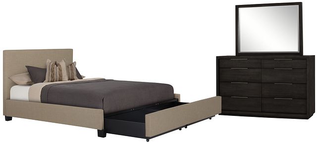 Madden Taupe Uph Platform Storage Bedroom