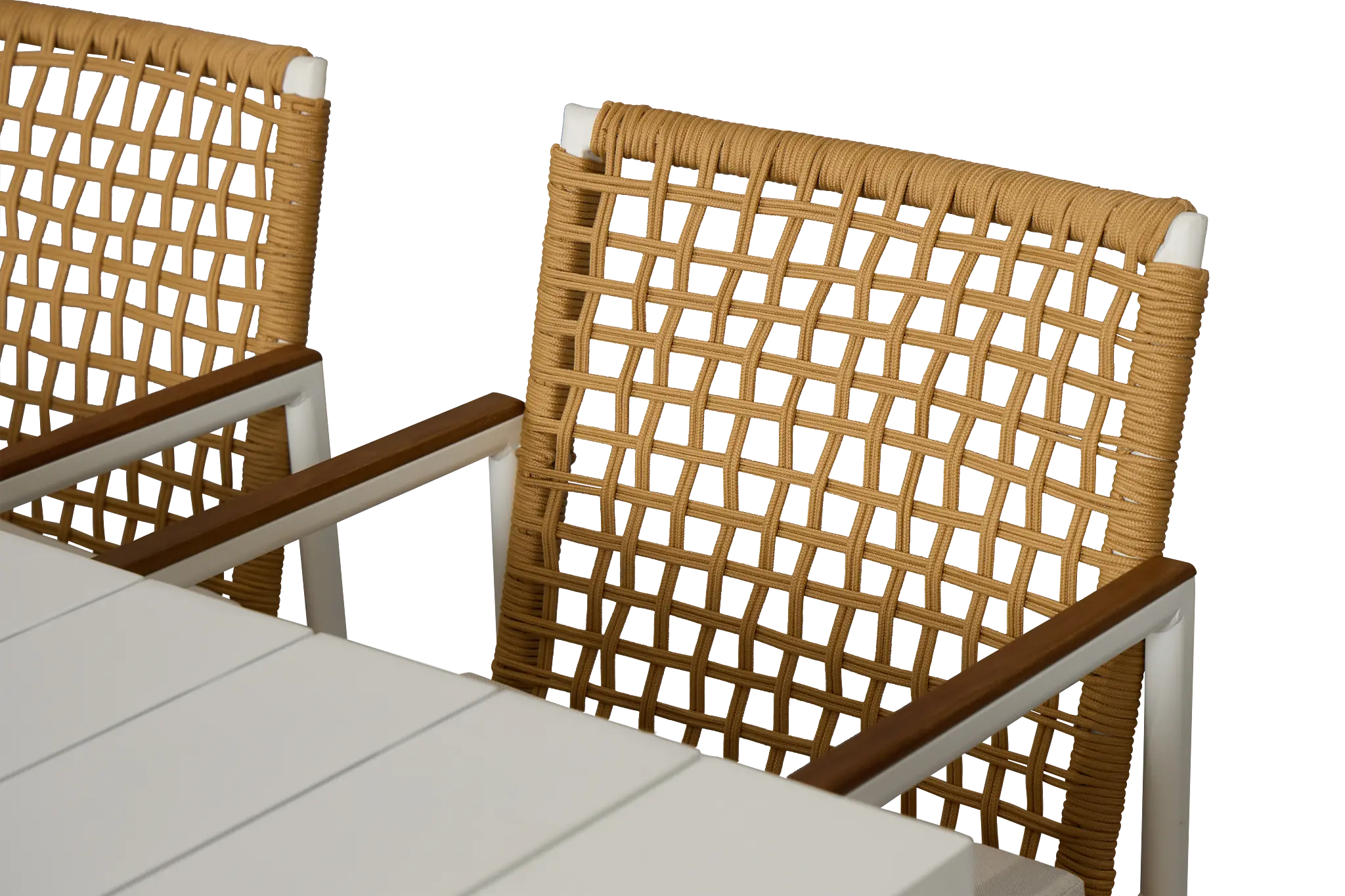 Sunrise White 65" Rectangular Table & 4 Teak Arm Chairs Sunrise White 65" Rectangular Table & 4 Teak Arm Chairs