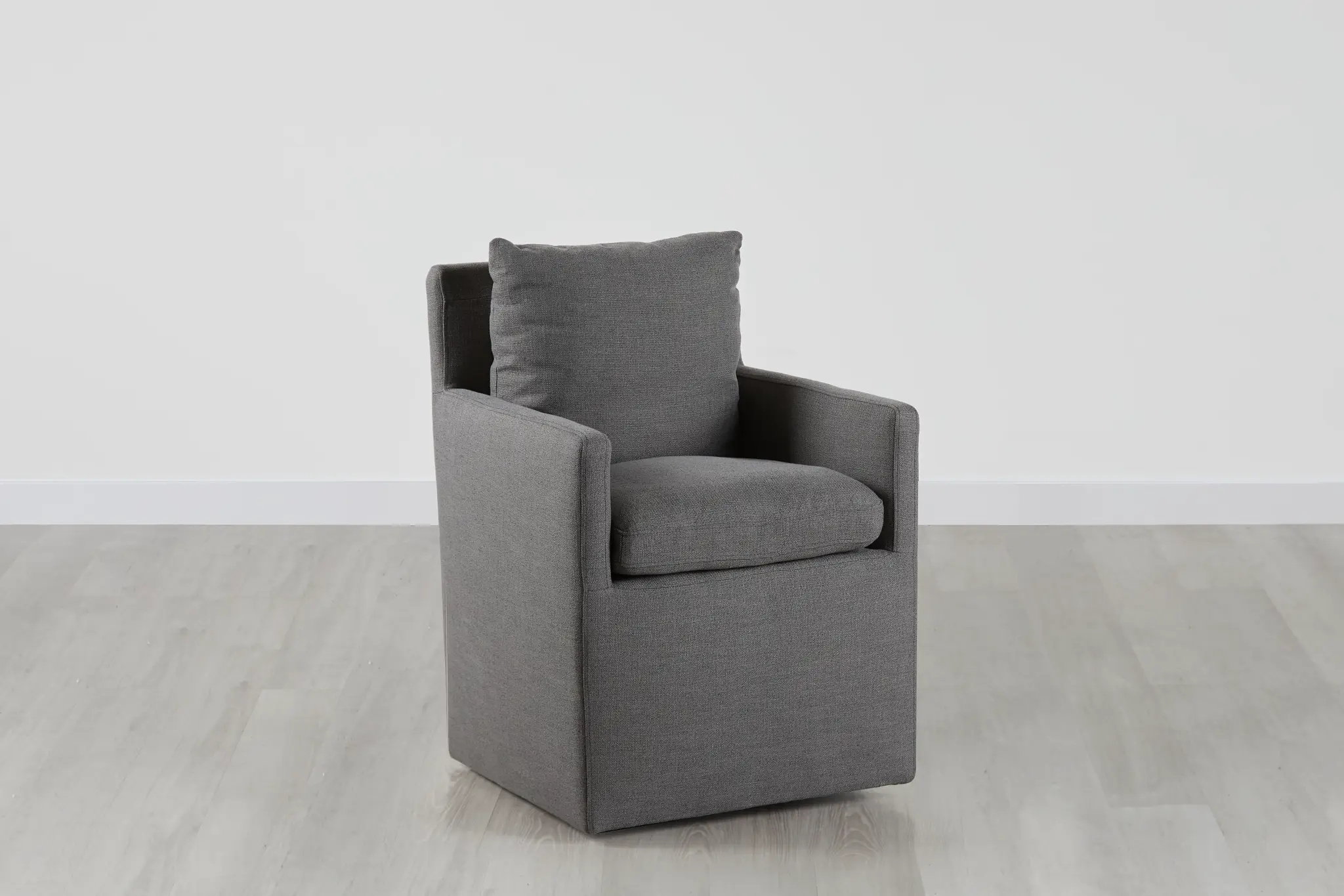 Auden Dark Gray Castored Upholstered Arm Chair Auden Dark Gray Castored Upholstered Arm Chair
