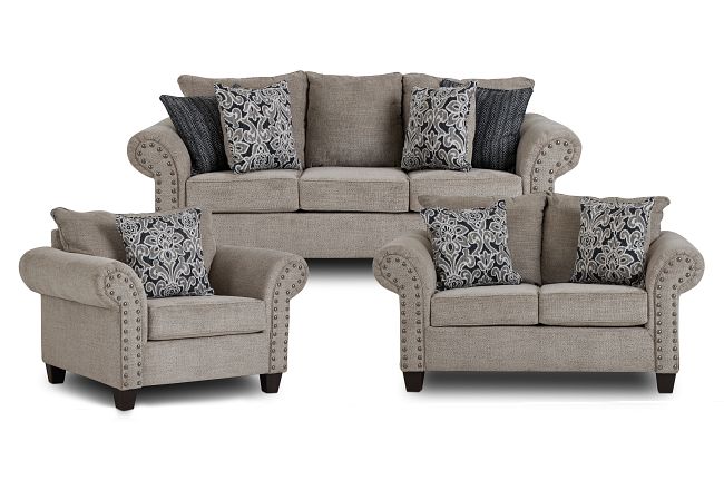 Adrian Light Gray Fabric Living Room