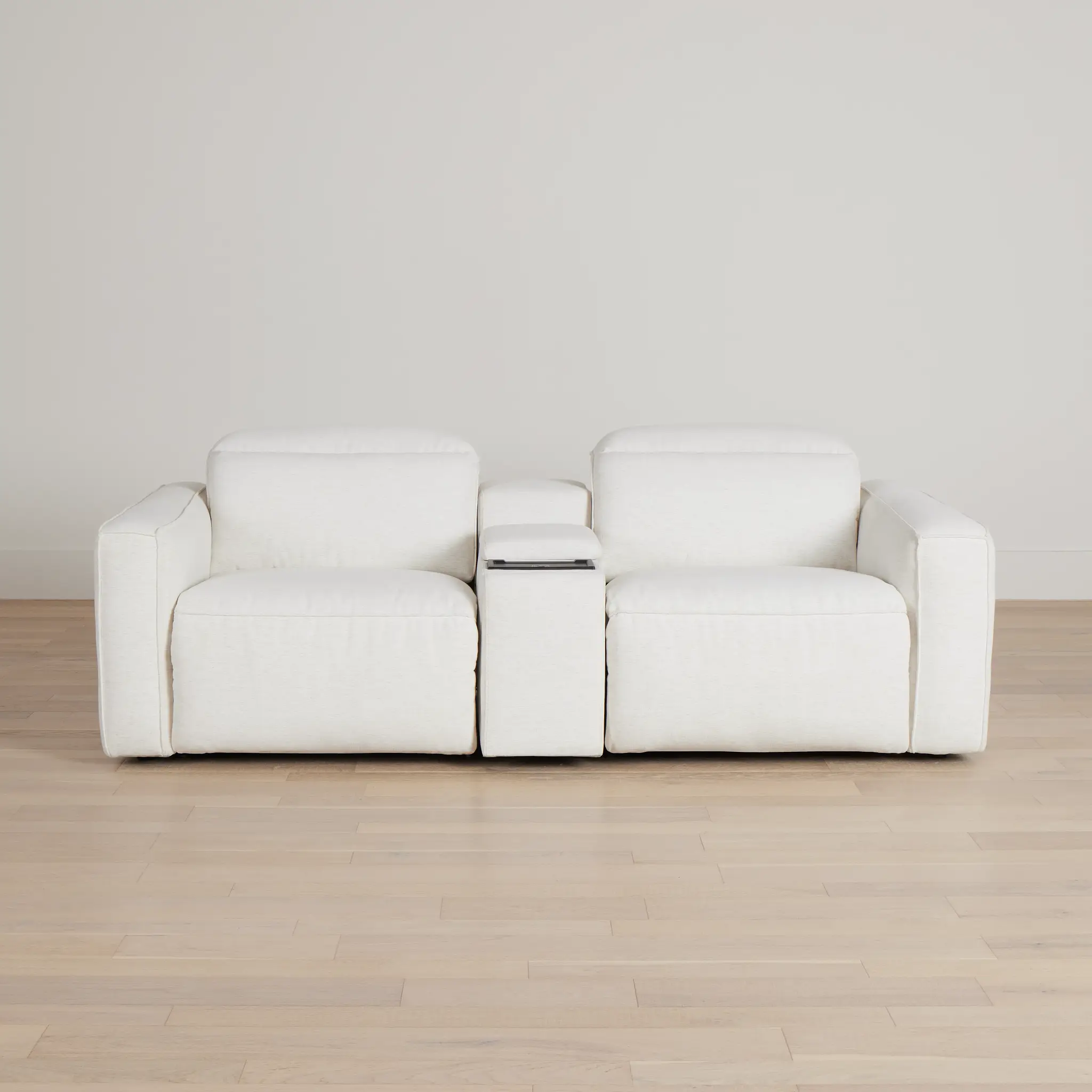 Ryland White Fabric Power Reclining Console Sofa Ryland White Fabric Power Reclining Console Sofa