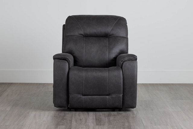 Akron Dark Gray Micro Power Lift Recliner With Power Lumbar